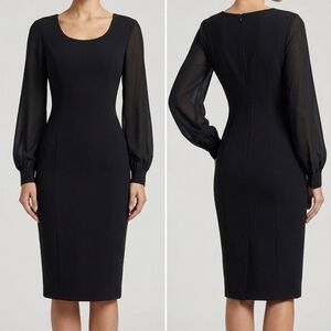 Liz Claiborne Classic Black midi dress with long sleeves, size 4